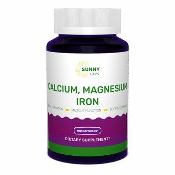 Кальций, магний, железо, Calcium, Magnesium and Iron Powerfull, Sunny Caps, 100 капсул SUN-530746 фото
