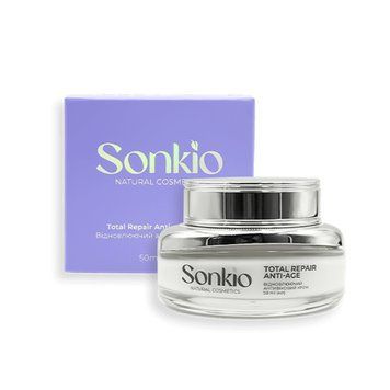 Total Repair Anti-Age Sonkio Natural Anti-Aging Face Cream with Hyaluronic Acid, Panthenol and Squalane, 50 ml
