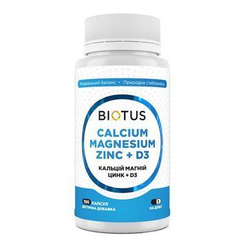 Calcium, Magnesium, Zinc and Vitamin D3 Biotus, 100 capsules