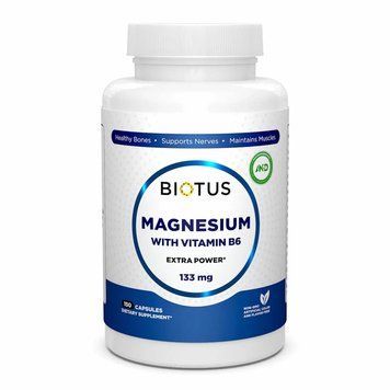 Магний и витамин В6 экстра сильный, 150 капсул, Magnesium with Vitamin B6, Biotus BIO-530180 фото