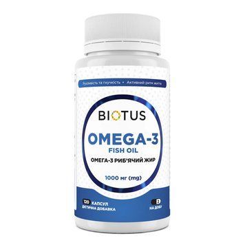 Biotus,&nbsp;Омега-3&nbsp;риб'ячий&nbsp;жир,&nbsp;Omega-3&nbsp;Fish&nbsp;Oil,&nbsp;120&nbsp;капсул BIO-530029 фото