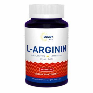 L-arginine Powerful: Комплекс для поддержки энергии и мышц, Sunny Caps, 750 мг, 100 капсул SUN-530647 фото