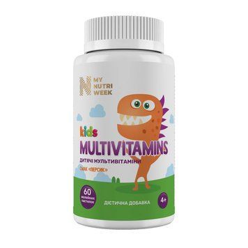 My Nutri Week Kids Multivitamins: Дитячі вітаміни-желейки з персиком, 60 шт MNW-570031 фото