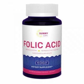 Фолиевая кислота, Folic Acid Powerfull, Sunny Caps, 400 мкг, 100 капсул SUN-530777 фото